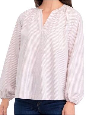 Kim Rogers Pale Pink & Burgundy Striped V-Neck Tunic
